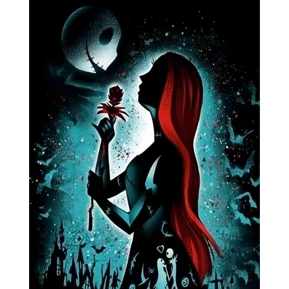 Paint by Numbers Kit for Adults -Halloween Sally Skeleton - Beginners Acrylic Adult Paint by Number Kits on Canvas Digital Oil Number Painting Kits for Home Decor Gift 16"x20"-