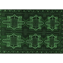 Ahgly Company Indoor Rectangle Persian Emerald Green Traditional Area Rugs, 5' x 7'