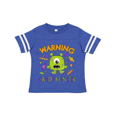 

Inktastic Warning Candy Monster with Candy and Cute Green Monster Gift Toddler Boy or Toddler Girl T-Shirt