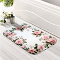 thumbnail image 3 of Pink Rose Floral 16x24 Flannel Bath Mat for Bathroom, Anti-Slip Backing Soft Bathroom Rug, Washable Water Absorbent Mat, 3 of 8