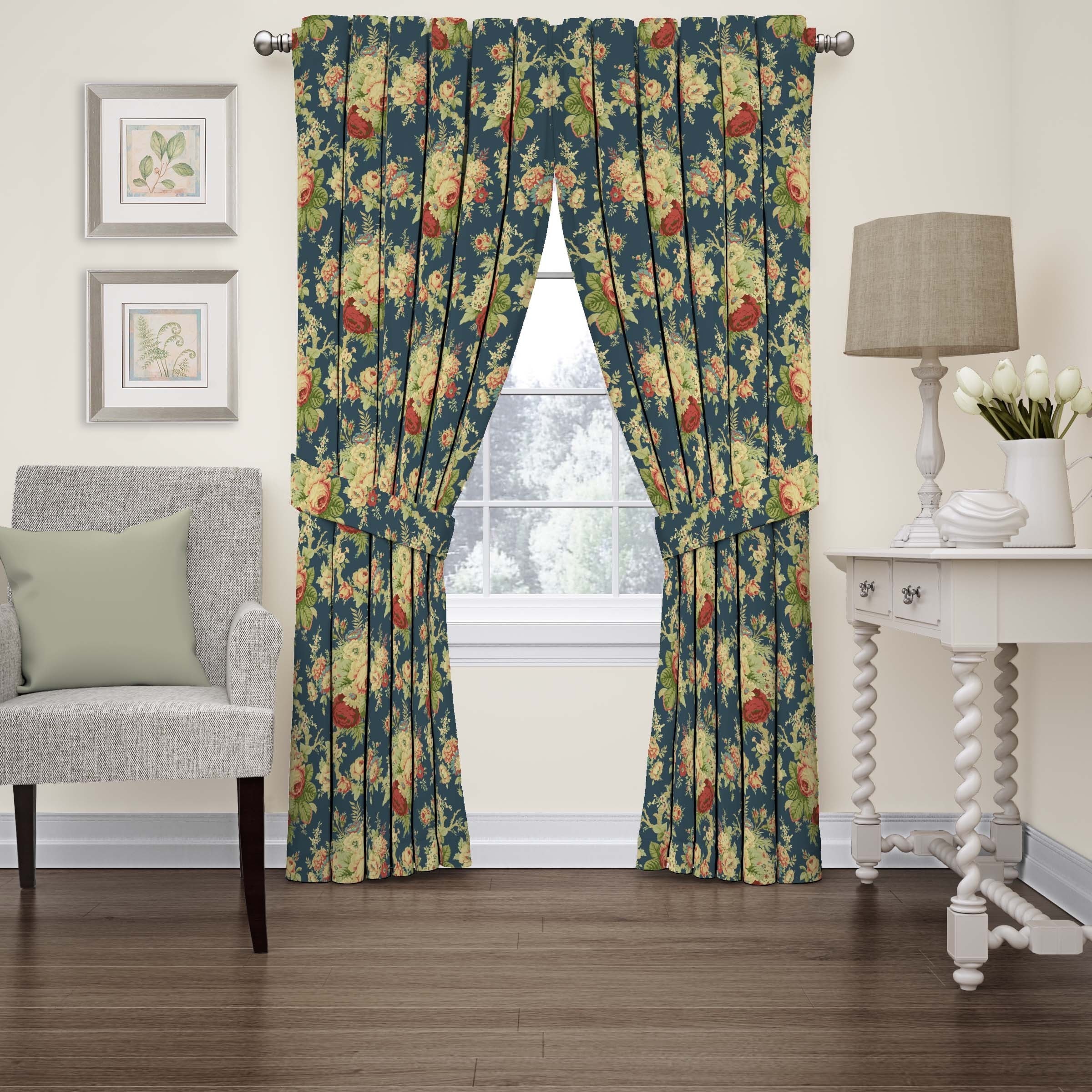 Waverly Sanctuary Rose Floral Window Curtain