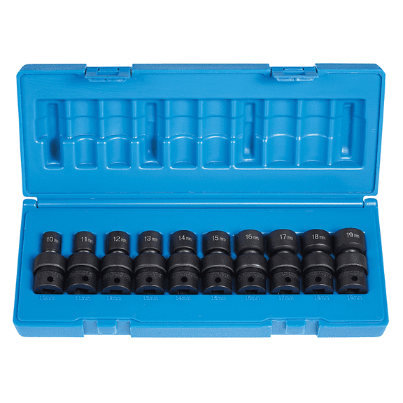 Grey Pneumatic 3/8" Dr. 10 Piece 12 Point StandardLength Metric Universal Set