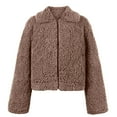thumbnail image 5 of Women's Plus Size Winter Warm Fleece Coat Fuzzy Faux Fur Jacket Long Sleeve Zipper Outwear, 5 of 6