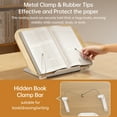 thumbnail image 4 of Desktop Book Stand for Reading with 360° Rotating Base Plywood Panel & Page Clips Foldable and Angle Adjustable for Cooking Book Holder Textbook Recipe Magazine Document Storybook Cookbook S, 4 of 5