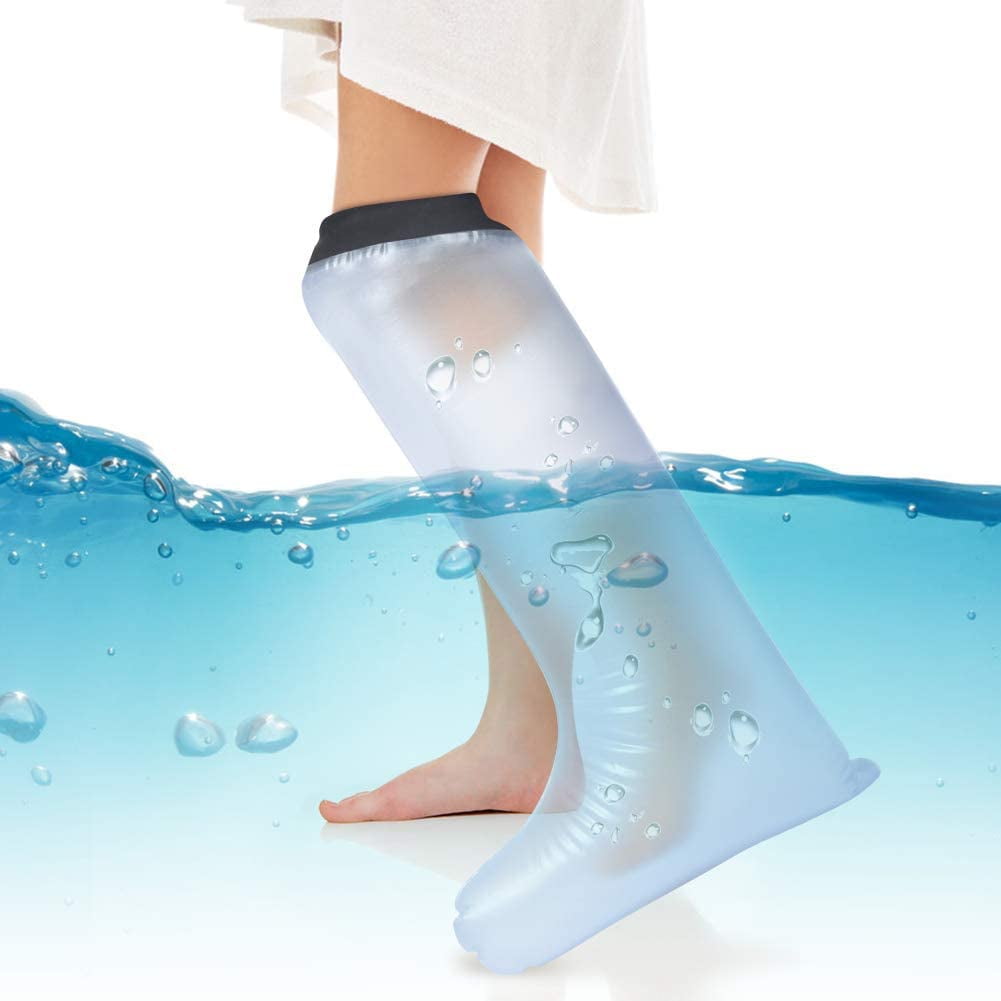 Cast Cover for Adult Leg, Waterproof Half Leg Cast Protector for Bath, Watertight Shower Bandage and Wound Protector for Broken Foot Injured Ankle