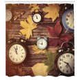 thumbnail image 3 of Ambesonne Fall Shower Curtain, Clocks with Dry Leaves, 69"Wx84"L, Multicolor, 3 of 3