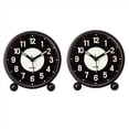 thumbnail image 1 of 2X Reloj Despertador Luminoso de 4 Pulgadas Redondo Silencioso AnalóGico Reloj de Mesa Sin Tictac Funciona con Pilas con Alarma Fuerte para Dormitorio, 1 of 7
