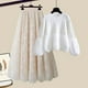 thumbnail image 4 of Traje de falda de dos piezas para mujer, suéter de retazos, falda de hada larga, tutú, falda de malla de línea a, conjunto de primavera, talla grande, nuevo, 4 of 5