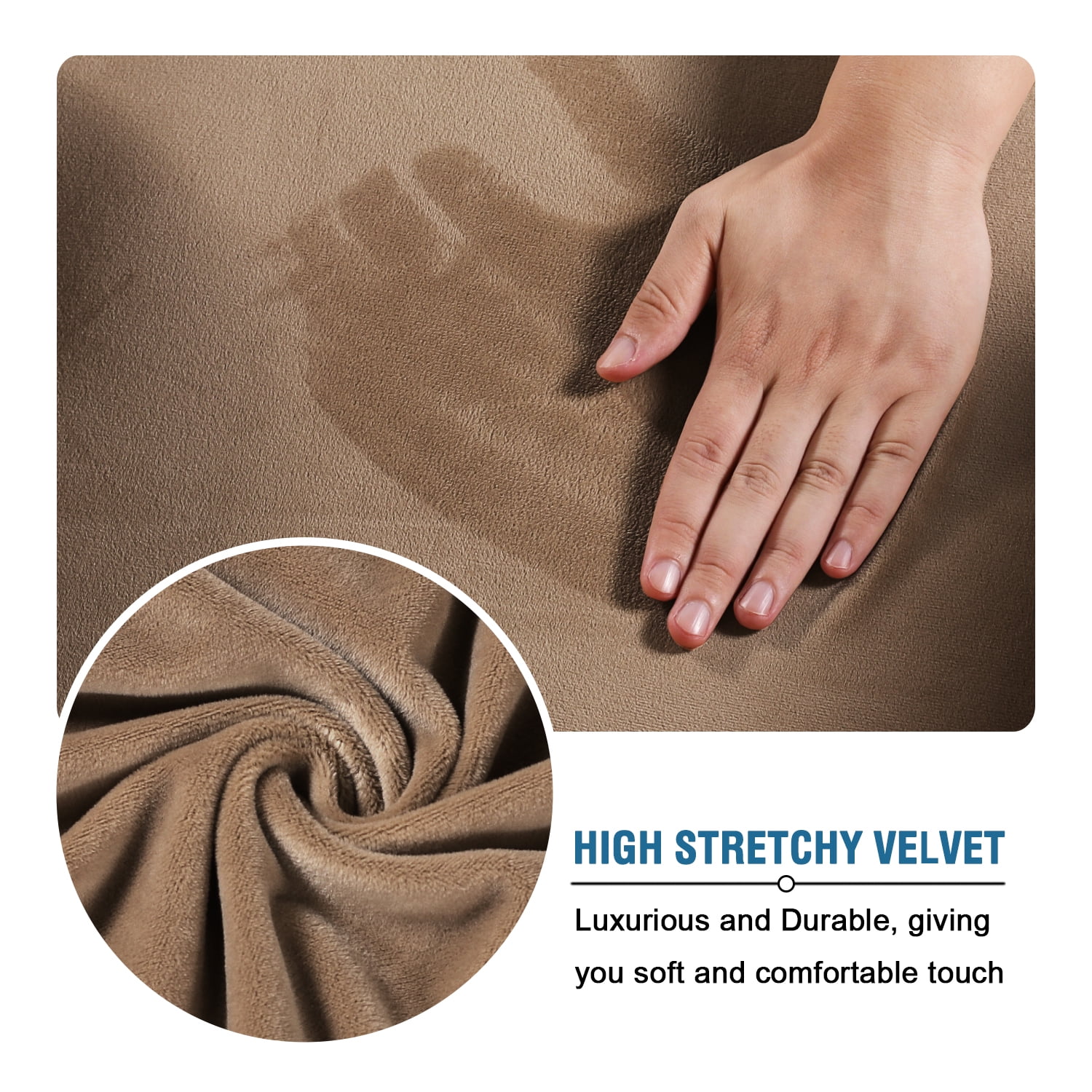 CJC 4-Piece Sofa Couch Covers, Velvet 3 Seater Slipcover for Separate Cushion Couch, Stretch Furniture Protector for Pets Kids, 9 Colors