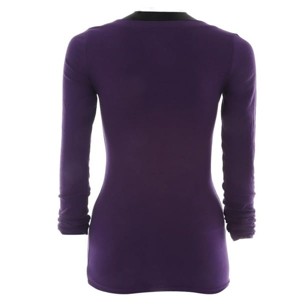 Playera Para Mujer K-SWISS Cuello V Manga Larga Morado Talla Xg
