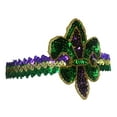 thumbnail image 4 of Nicky Bigs Novelties Mardi Gras Fluer Di Lis Headband - Sequin Hair Band for New Orleans Masquerade Mask Party Sequin Fascinators Purple Yellow Gold Green, Adjustable, 4 of 8