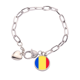 thumbnail image 1 of Pulsera de cadena de corazón Rumania bandera nacional Europa joyería encanto moda, 1 of 3