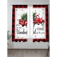 thumbnail image 2 of Christmas Red Truck Sheer Curtains 63 Inch Long 2 Panels, Winter Tree Snowflake Red Plaid Light Filtering Rod Pocket Semi Sheer Curtains, Sheer Voile Drapes for Living Room Bedroom, 52"x63", 2 of 5