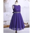 thumbnail image 6 of Kaerm Flower Girl Sequin Lace Chiffon Sleeveless Wedding Party Dresses Birthday Pageant Ball Gown Purple 10, 6 of 7