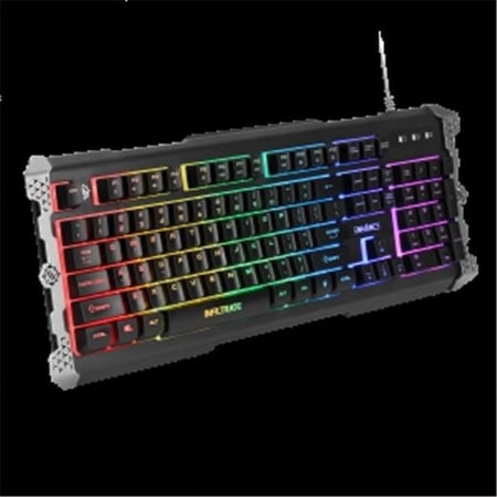UPC: 0637836600922 | ENHANCE Infiltrate Membrane Hybrid Mechanical Gaming Keyboard – 7 Colors with 9 Lighting Effects with Soundwave LED Response Mode   Anti-Ghosting   Water/Spill Resistant Design & 12 Media Shortcuts