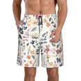 thumbnail image 2 of Uemuo Watercolor Floral Pattern Men's Swim Trunks Hawaiian Beach Bathing Suit Swimsuits Beach Quick-Dry Shorts with Pockets-Small, 2 of 9