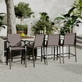 thumbnail image 2 of Gymax Outdoor Counter Height Bar Stools Set of 4 w/ Back Armrest & Footrest, 2 of 10