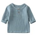 thumbnail image 2 of Toddler Kids Boys Fashion Wrinkled Yarn Shirt Round Neck Long Sleeve, 2 of 8