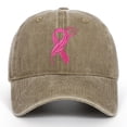 thumbnail image 4 of AJGRHE Unisex Cancer Publicity Ribbon Embroidered Baseball Caps Outdoor Sports Hop Denim Washed Hats Adjustable Daily Leisure Khaki One Size, 4 of 4