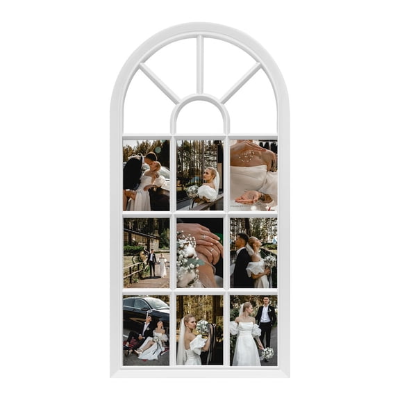 Arched Collage Picture Frame for Wall Decor - Holds 9 PCS 4x6 Photos, Classic White PVC Multi Photo Frame with Sawtooth Hook, Ideal for Home Decor and Gifts,White