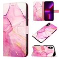 thumbnail image 1 of Funda para iPhone X/XS de piel sintética con función atril y diseño de mármol, 1 of 5