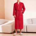 thumbnail image 2 of Mens Bathrobes Square Spa Kimono Bathrobe Soft Light Hotel Bathrobe Long Sleeve Mens Robes Red XL, 2 of 4