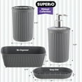 thumbnail image 2 of Superio Brand Superio Decorative Ribbed Bathroom Accessory Set, Plastic - Grey (4 Pack), 2 of 7