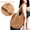 thumbnail image 6 of YUYUETIME Cotton Rope Woven Shoulder Bag in Brown Large Capacity Tote for Travel Beach and Parties, 6 of 6
