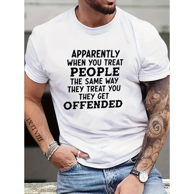 Funny Quotes Print Men's Round Neck Short Sleeve Fashion Regular Fit T-Shirt Top For Spring Summer Holiday Tee For Adult, Men, Women, Teen, Teenager, Adolescent,Youth