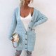 thumbnail image 4 of Suéter de mujer moda elegante señoras otoño manga larga cárdigan tejido prendas de vestir Verde L Yuyangstore Chaqueta de punto, 4 of 7