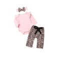 thumbnail image 5 of Dewadbow Newborn Baby Girls Clothes Long Sleeve Tops+Leopard Pants Headband Outfits Set, 5 of 5