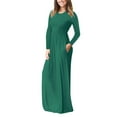 thumbnail image 5 of Dyfzdhu Long Sleeve Dresses for Women Casual Round Neck Solid Color Maxi Dress Slim A-Line Long Underlay Dress Green, 5 of 9