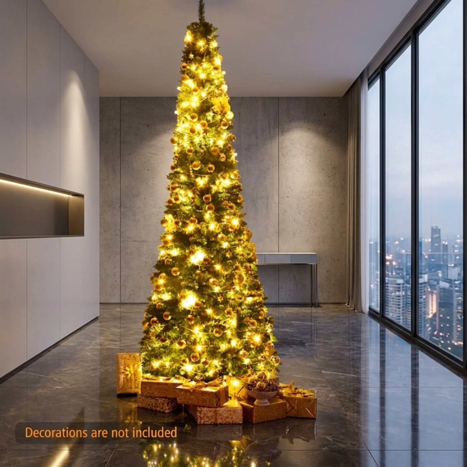 RUIE, 9 ft, Artificial Christmas Tree, with Metal Stand, 1500 Branch Tips, Green Holiday Xmas Tree for Indoor Home Office Decoration