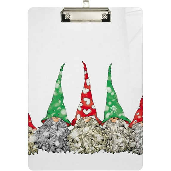 FMSHPON Christmas Gnome Winter Snow Clipboard Hardboard Wood Nursing Clip Board and Pull for Standard A4 Letter 13x9 inches