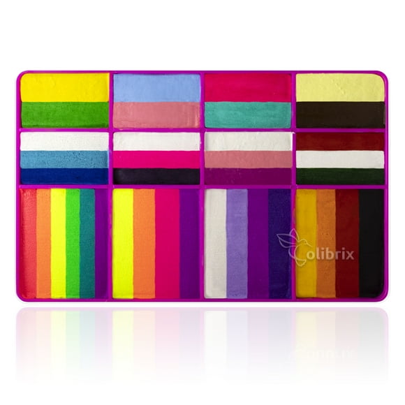 Paleta Arcoiris, Maquillaje corporal base agua, Hipoalergenico, COLIBRIX Colibrix Base Agua