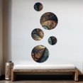 thumbnail image 3 of Designart "Fractal Fusion Blue and Orange III" Abstract Fractal Metal Wall Art Set of 5 Piece, 3 of 5