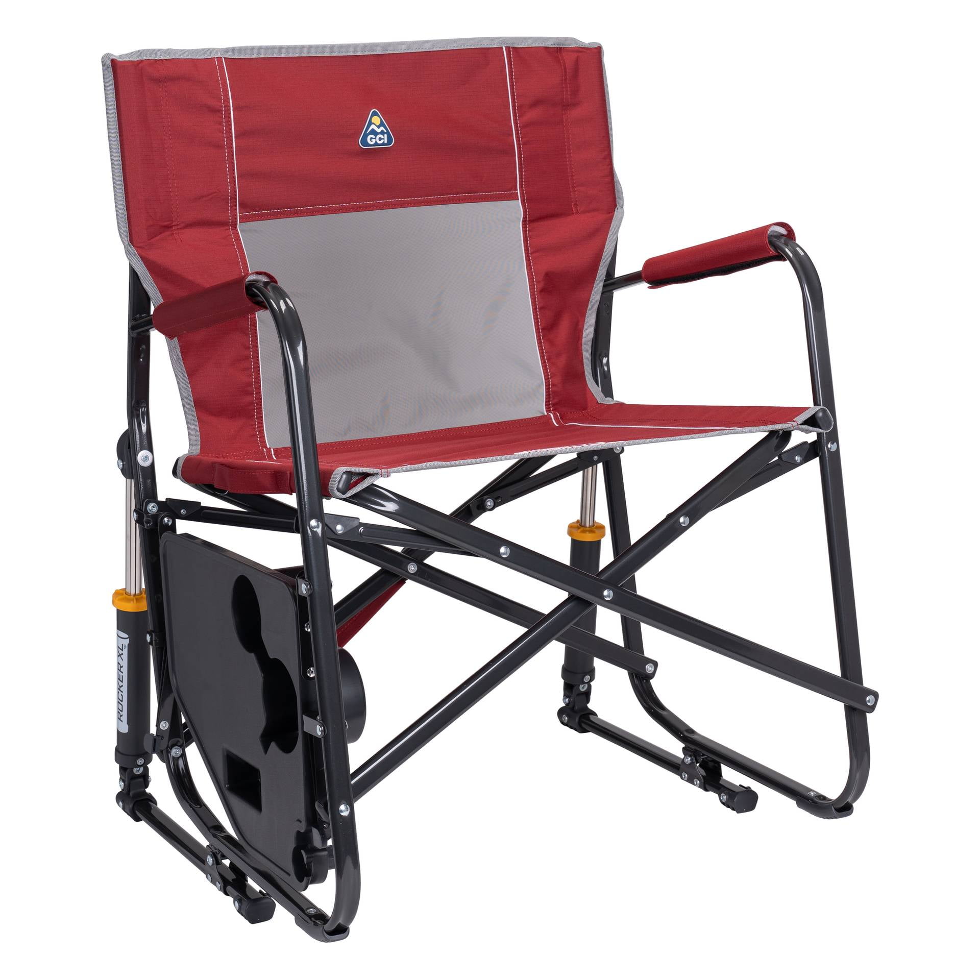 GCI Outdoor Freestyle Rocker XL with Side Table Oversized Rocking Camp Chair, Cinnamon