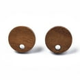 thumbnail image 3 of 10pcs Walnut Wood Stud Earring Findings with 304 Stainless Steel Pin Flat Round 10mm Hole: 2mm Pin: 0.7mm, 3 of 3