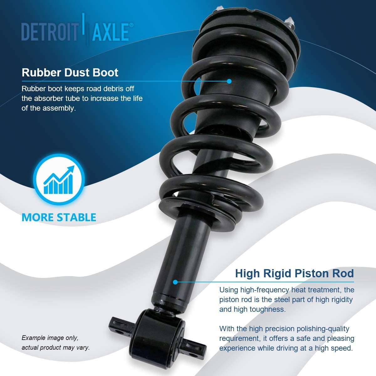 Detroit Axle - Front Struts for 4WD 2014-2018 Chevy GMC Silverado Sierra 1500 [w/o Magnetic Ride Control] Complete 2 Struts with Coil Spring 2015 2016 2017 Replacement Ready Struts Assembly