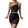 thumbnail image 3 of Franhais Women Slip Dress, Cold ShoulderTie-up Hollowed Bodycon Dress Slim Fit Summer Mini Dress, 3 of 9