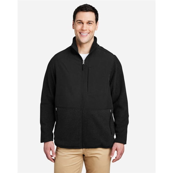 CORE365 CE890 Men's Journey Summit Hybrid Full-Zip-Black/ Black-2XL