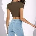 thumbnail image 3 of WREESH Women's Short Sleeve Crop Top Crew Neck Shirt for a Fashion Slim Fitting Casual Solid Color Top Brown, 3 of 8