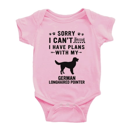 

Sorry I Can t I Have Plans With My German Longhaired Pointer Love Pet Dog Cute Baby Bodysuit (Pink 0-3 Months)