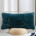 thumbnail image 3 of Home Soft Things Luxury Shaggy Faux Fur Throw Pillow Cases, Ultra Soft Plush Pillow Covers Fluffy Decorative Cushion Covers, No Pillow Insert, Set of 2, Teal, 14x26 Inch, 3 of 6