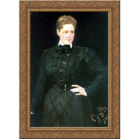 Portrait of countess Sophia Vladimirovna Panina 20x24 Gold Ornate Wood Framed Canvas Art by Repin, Ilya