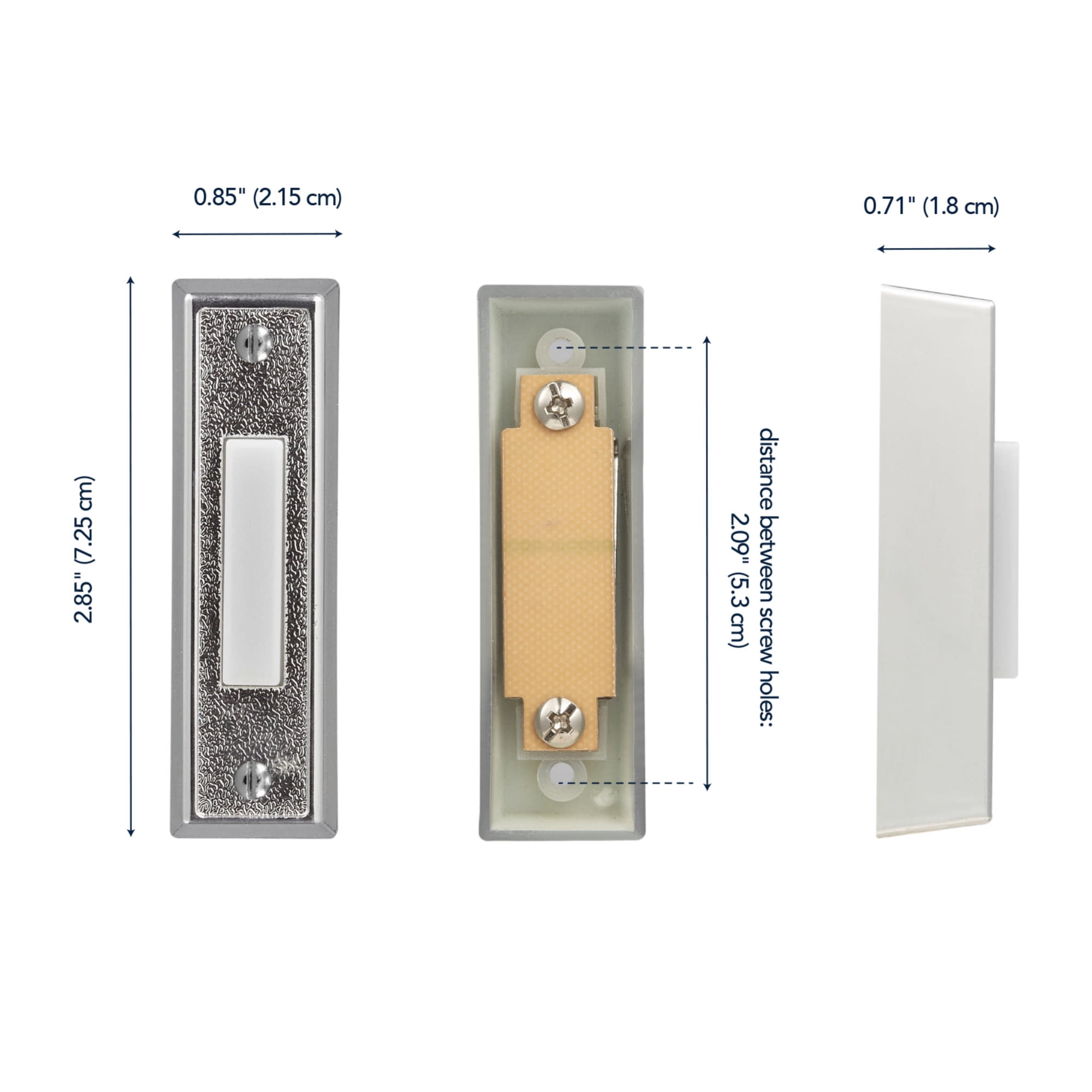 Globe Electric 91008658 Heath Zenith Plastic Wired Lighted Push Doorbell Button - Silver