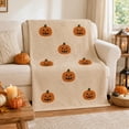 thumbnail image 5 of StlyGar Halloween Jack-o'-lantern Plush Blanket Soft Fluffy Festival Atmosphere Throw Blanket Decorative Blanket for Sofa Bed Halloween Home Decor Warm Blanket(70*100cm), 5 of 5
