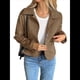 thumbnail image 1 of Chaqueta Blazer Informal para Mujer, de Piel Sintética de Ante con Solapa con Muescas y Botonadura Sencilla. Marrón M, 1 of 8
