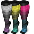 thumbnail image 1 of CHUANK 3 Pairs Plus Size Compression Socks for Women Men Wide Calf 20-30 mmHg Extra Large for Circulation Support Recovery XXL, 1 of 6