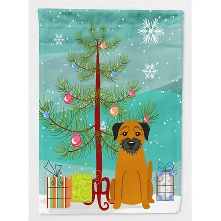 Merry Christmas Tree Border Terrier Flag Garden Size